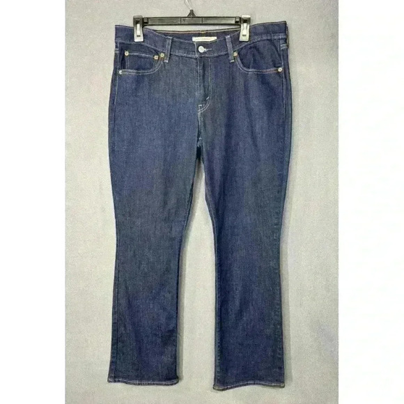 Levis 415 Jeans Women's 31 Relaxed Bootcut Mid Rise Blue Denim Stretch Dark Wash - Picture 1 of 8
